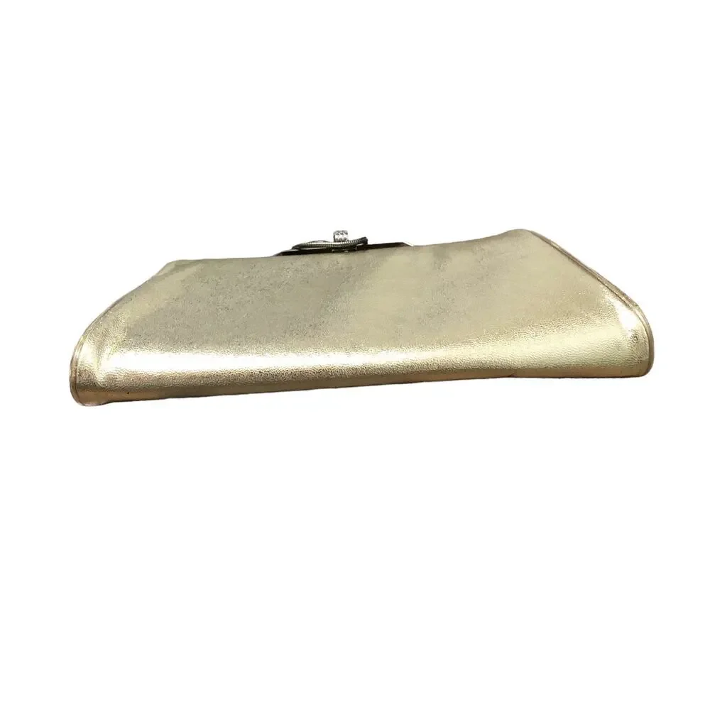 Vintage Wearwell Metallic Gold Faux Leather Clutch Bag Handbag